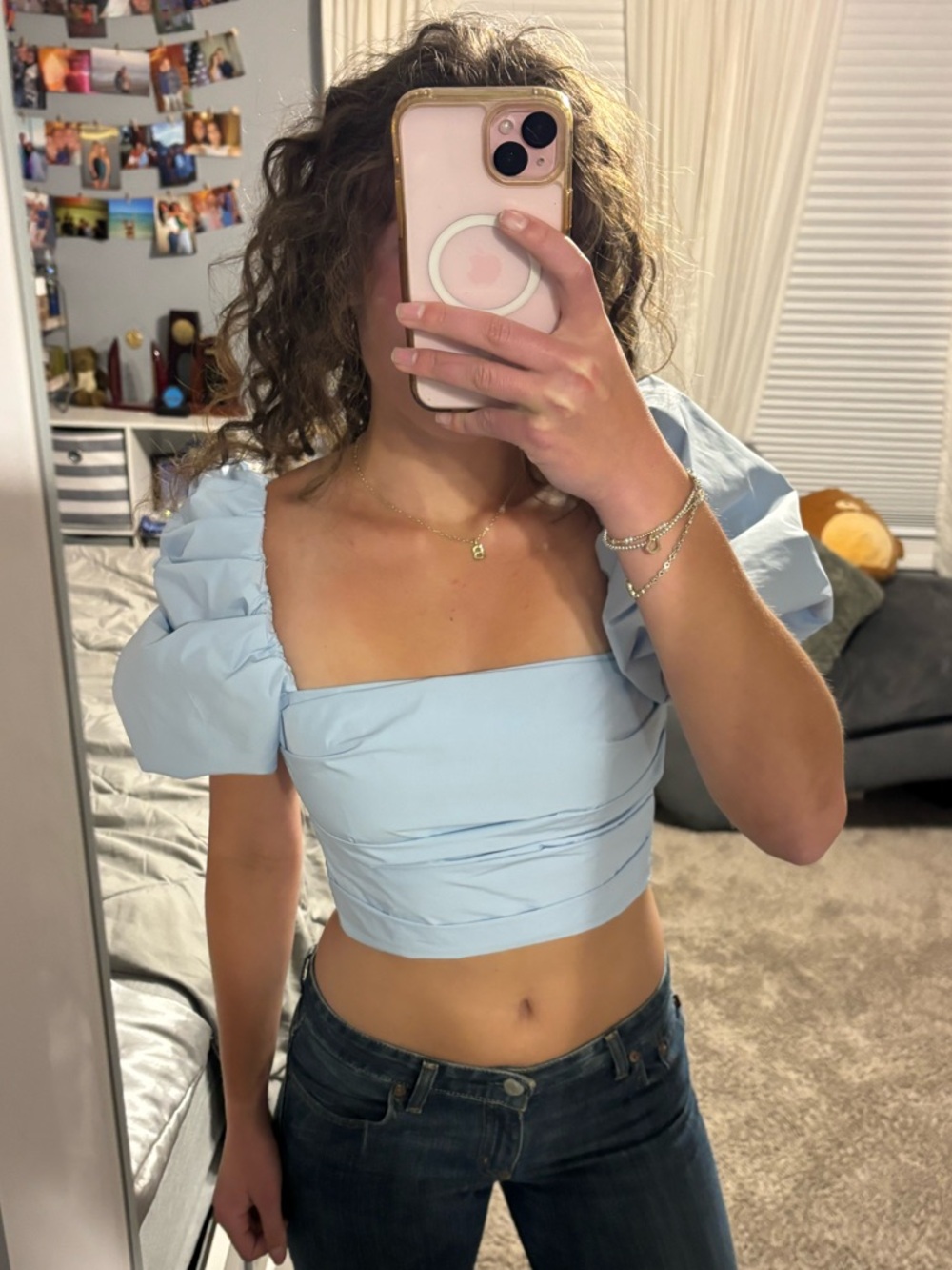 Amanda Uprichard Puff Sleeve Crop top